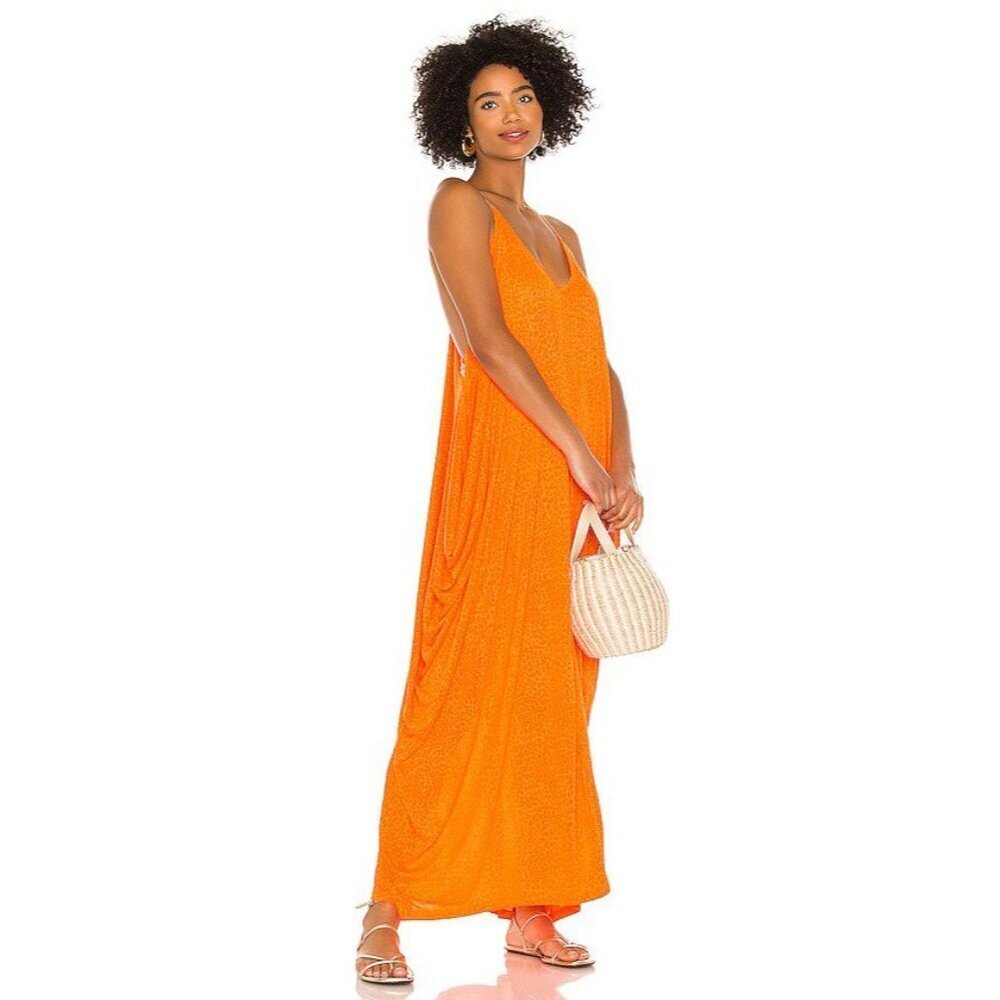 PITUSA Grecian V Neckline  Sleveless Women's  Maxi Dress Size M Tangerine